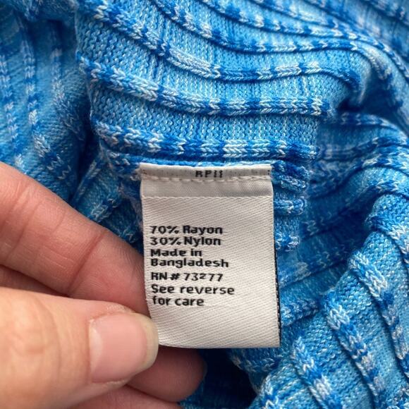 Nine West NWT Women's L Boho Beach Ribbed Knit V Front Back Tank Top Chic - Picture 9 of 10